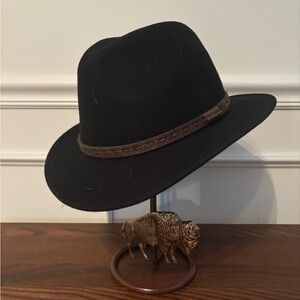 Classic Black Hat with Brown Accent